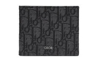 DIOR Knitted Fabric With Cow Leather Wallet Men's Black