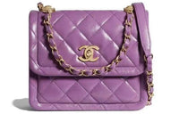 CHANEL Sheepskin Tofu Bag Shoulder Bag Small Size Women's Taro Purple