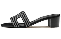 HERMES Oasis Slide Slippers Women's Black Silver