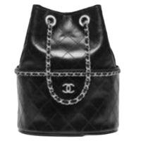 CHANEL Leather Shoulder Bag Women's Black
