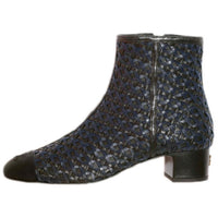 CHANEL Ankle Boots Women's Blue/Black