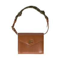MIU MIU Leather Portable Wallet Women's Cognac & Forest Green