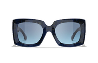 CHANEL Acetate Irregular Shape Sunglasses Men's Blue