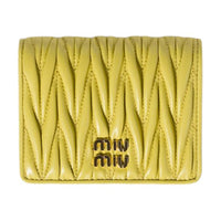 MIU MIU Matelassé Lambskin Wallet Trumpets Women's Cedar Yellow