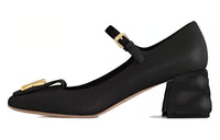 LOUIS VUITTON Chunky Heel Mary Jane Shoes 5.5cm Women's Black