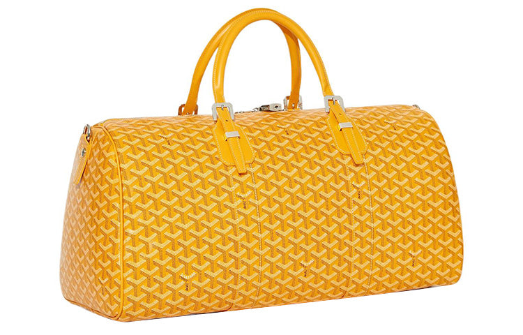 GOYARD Boston Canvas With Calfskin Dog's Teeth One Shoulder Crossbody Portable Travel Bag Men's Yellow