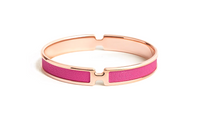 HERMES Goatskin Rose Gold-Plated Hardware Accessories Bangles Women's Fuchsia