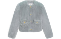 CELINE SS24 Velvet feel Coat Women's Light Gray