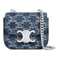 CELINE TRIOMPHE Denim Handbag, Shoulder Bag, Crossbody Bag Mini Women's Blue