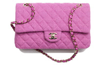 CHANEL Classic Flap CF Wool Plaid Shoulder Bag, Crossbody Bag Women's Purple