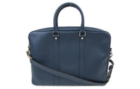 LOUIS VUITTON Leather Shoulder Bag Crossbody Bag Handbag Briefcase Men's Blue