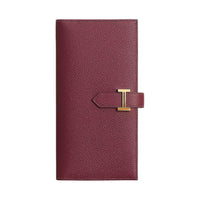 HERMES Bearn Epsom Calfskin Wallet Women's Red & Orange