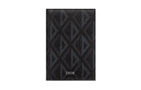 DIOR CD Diamond Canvas Passport Holder Men's Black
