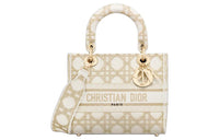 DIOR Stamped Pattern Dior Bag Shoulder Bag Crossbody Bag Handbag Medium Size Women's White