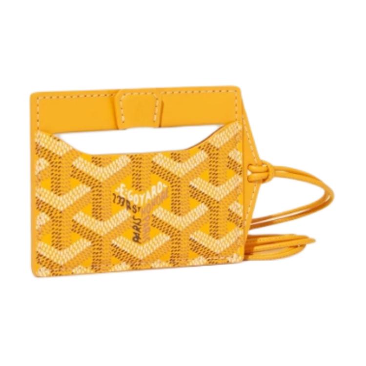 GOYARD Canvas With Calfskin Card Holder Unisex Yellow