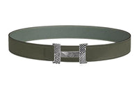 HERMES Elegant Individual Silver Buckle Epsom Calfskin Double Sided Belt Men's Gray Green Width 3.8cm