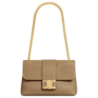 CELINE Victoire Calfskin Shoulder Bag Medium Size Women's Brown