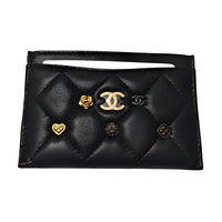 CHANEL Lambskin Card Holder Women's Black