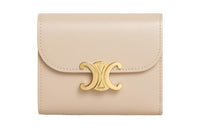 CELINE Triomphe Shiny Calfskin Wallet Small Size Women's Nude