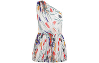 SAINT LAURENT Floral Printed One Shoulder Dress