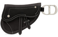 DIOR Saddle Calfskin Coin Key Pouch Unisex Black