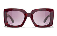 CHANEL Acetate Irregular Shape Sunglasses Men's Red