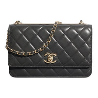 CHANEL Sheepskin Crossbody Bag Shoulder Bag Women's Dark Gray
