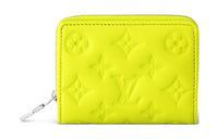 LOUIS VUITTON Lambskin Wallet Women's Neon Yellow