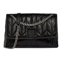 MIU MIU Leather Messenger Bag Shoulder Bag Crossbody Bag Women's Black
