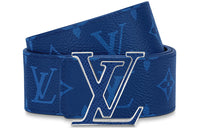 LOUIS VUITTON Lv Initiales Reversible Belt Monogram Cobalt Taiga 40MM