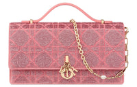 DIOR Cotton Beaded Embroidery Shoulder Bag Crossbody Bag Handbag Mini Women's Light Pink