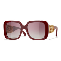 CHANEL Metal Acetate Butterfly Sunglasses Women's Red Brown