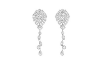 CHANEL 18K White Gold Diamonds Earrings Women's Silver