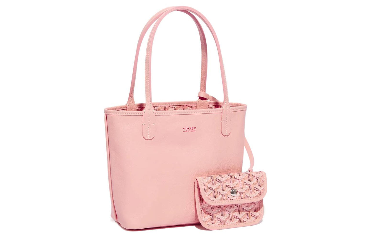 GOYARD Anjou Canvas With Calfskin Combo Bag Totes Shopping Bag One Shoulder Handbags Mini Women's Cherry Blossom Pink