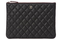 CHANEL Calfskin Clutch Medium Size Women's Black