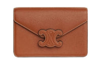 CELINE Calfskin Shoulder Bag Crossbody Bag Wallet Women's Brown