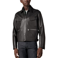 HERMES SS24 Leather Jacket Men's Licorice