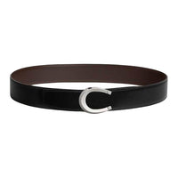 HERMES Metal Palladium Plated Calfskin Leather Belts Men's Black Width 3.8CM