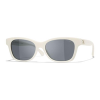 CHANEL Acetate Glass Pearl Square Sunglasses Unisex White