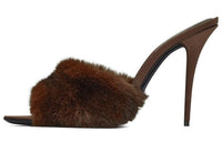 SAINT LAURENT Odor-Resistant Slide Slippers Women's Chocolate