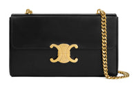 CELINE Triomphe Cow Leather Crossbody Bag Shoulder Bag Women's Black