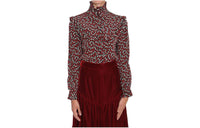 SAINT LAURENT Printed Ruffle Trim Blouse