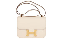 HERMES Constance Epsom Leather Shoulder Bag, Crossbody Bag Mini Women's I2 Nata Cream White