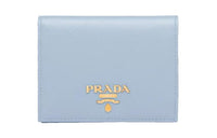 PRADA Saffiano Leather Wallet Small Size Women's Blue