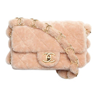 CHANEL Sheepskin Crossbody Bag Shoulder Bag Small Size Women's Light Pink Red