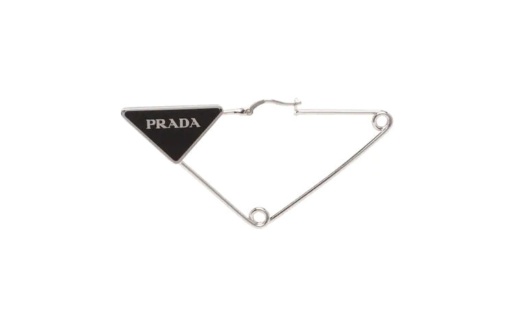 PRADA 925 Sterling Silver Stud Earrings Unisex Black