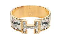 HERMES Enamel Gold-plated Bangles Women's Gold