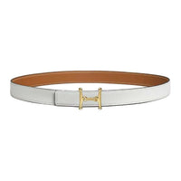 HERMES Calfskin Leather Belts Women's White Width 2.4CM