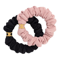 CELINE Set Of 2 Small Scrunchies In Polyamide Elastane And Brass With Gold Finish