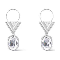 LOUIS VUITTON Metal Faux Crystal Earrings Women's Silver